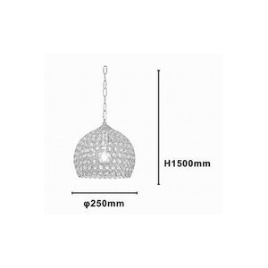 Trade Shop - Lampadario Sospeso Tondo Cupola Cristalli Lampada Mezza Sfera Luce E27 Argento 32361 -