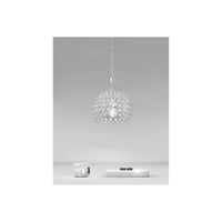 Trade Shop - Lampadario Sospeso Tondo Cupola Lampada Mezza Sfera Cristalli Luce E27 Argento 32378 -