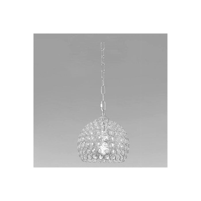 Trade Shop - Lampadario Sospeso Tondo Cupola Lampada Mezza Sfera Cristalli Luce E27 Argento 32378 -