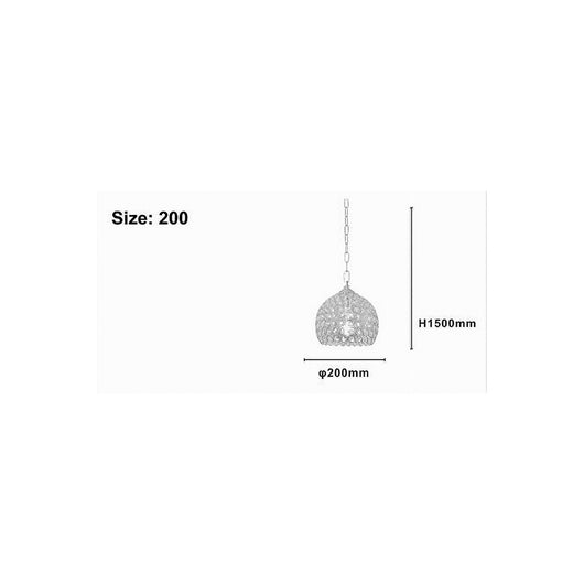 Trade Shop - Lampadario Sospeso Tondo Cupola Lampada Mezza Sfera Cristalli Luce E27 Argento 32378 -