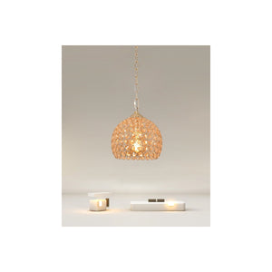 Trade Shop - Lampadario Sospeso Tondo Cupola Lampada Mezza Sfera Cristalli Luce E27 Oro 32354 -