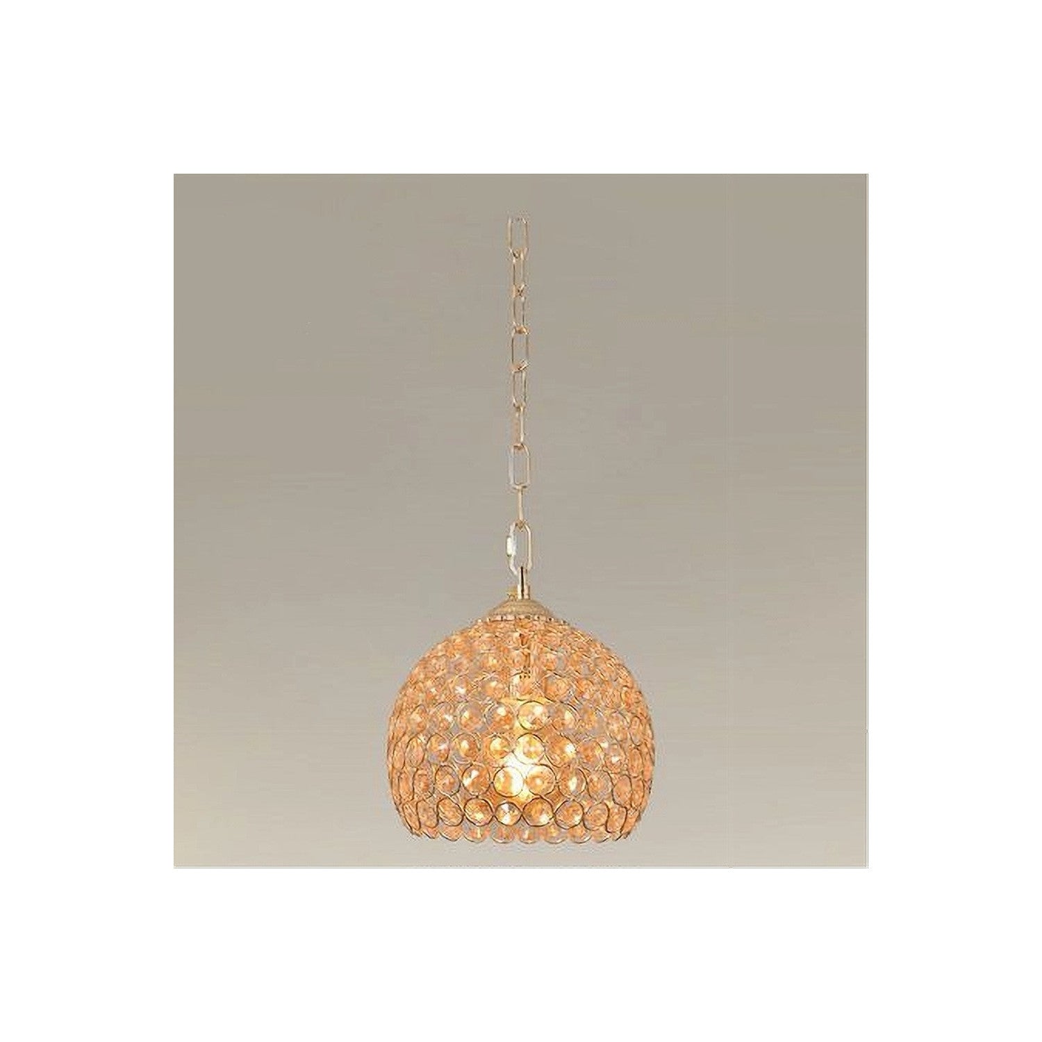 Trade Shop - Lampadario Sospeso Tondo Cupola Lampada Mezza Sfera Cristalli Luce E27 Oro 32354 -