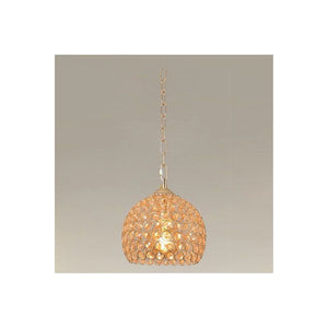 Trade Shop - Lampadario Sospeso Tondo Cupola Lampada Mezza Sfera Cristalli Luce E27 Oro 32354 -