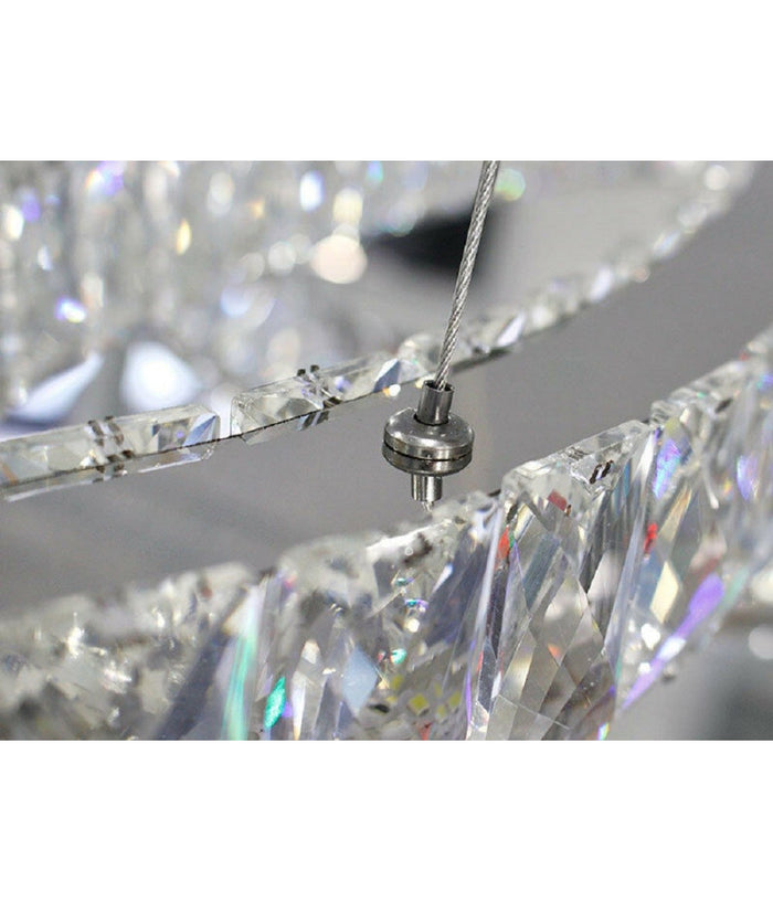 Trade Shop - Lampadario Spirale Sospensione Regolabile Cristalli Base Specchio 32w 6500k B15 -