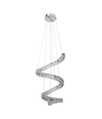 Trade Shop - Lampadario Spirale Sospensione Regolabile Cristalli Base Specchio 32w 6500k B15 -