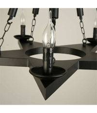 Lampadario Stile Industriale A Forma Di Stella Corda Di Canapa Metallo E14 A39-5         