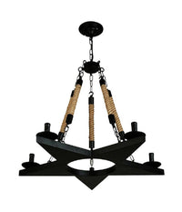 Lampadario Stile Industriale A Forma Di Stella Corda Di Canapa Metallo E14 A39-5         