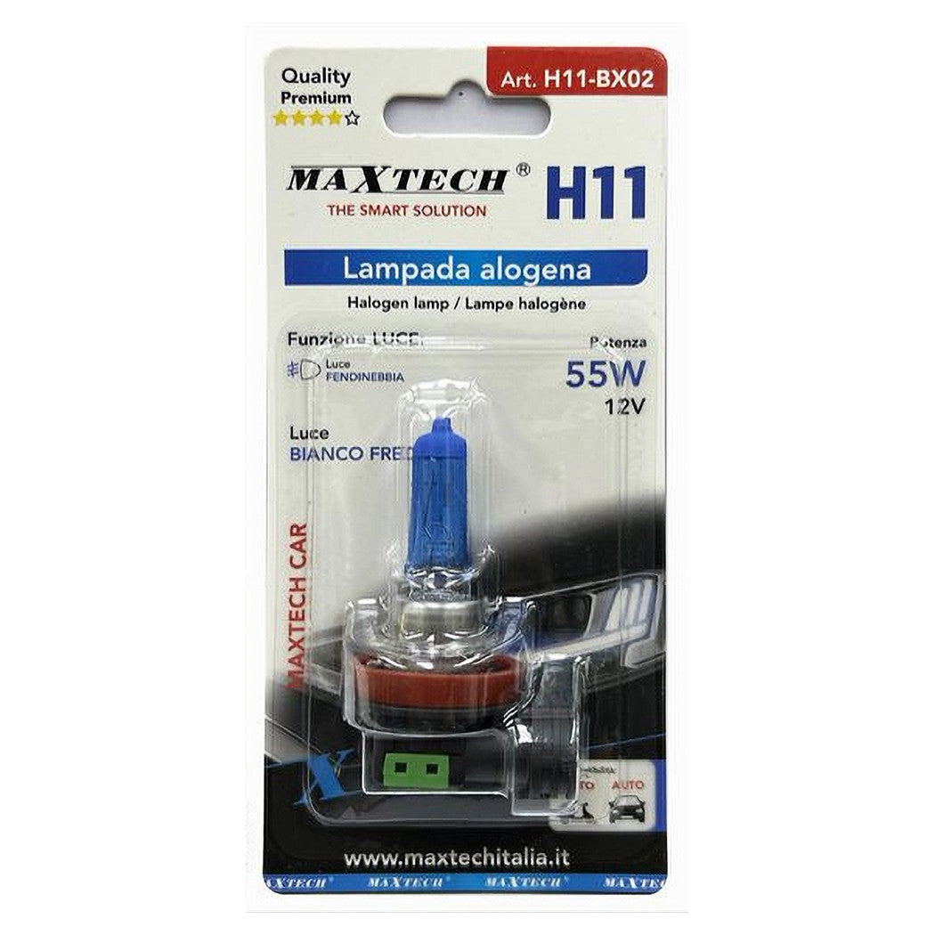 Lampadina Alogena H11 Luce Fendinebbia Bianco Freddo Auto Moto 12v 55 W H11-bx02         