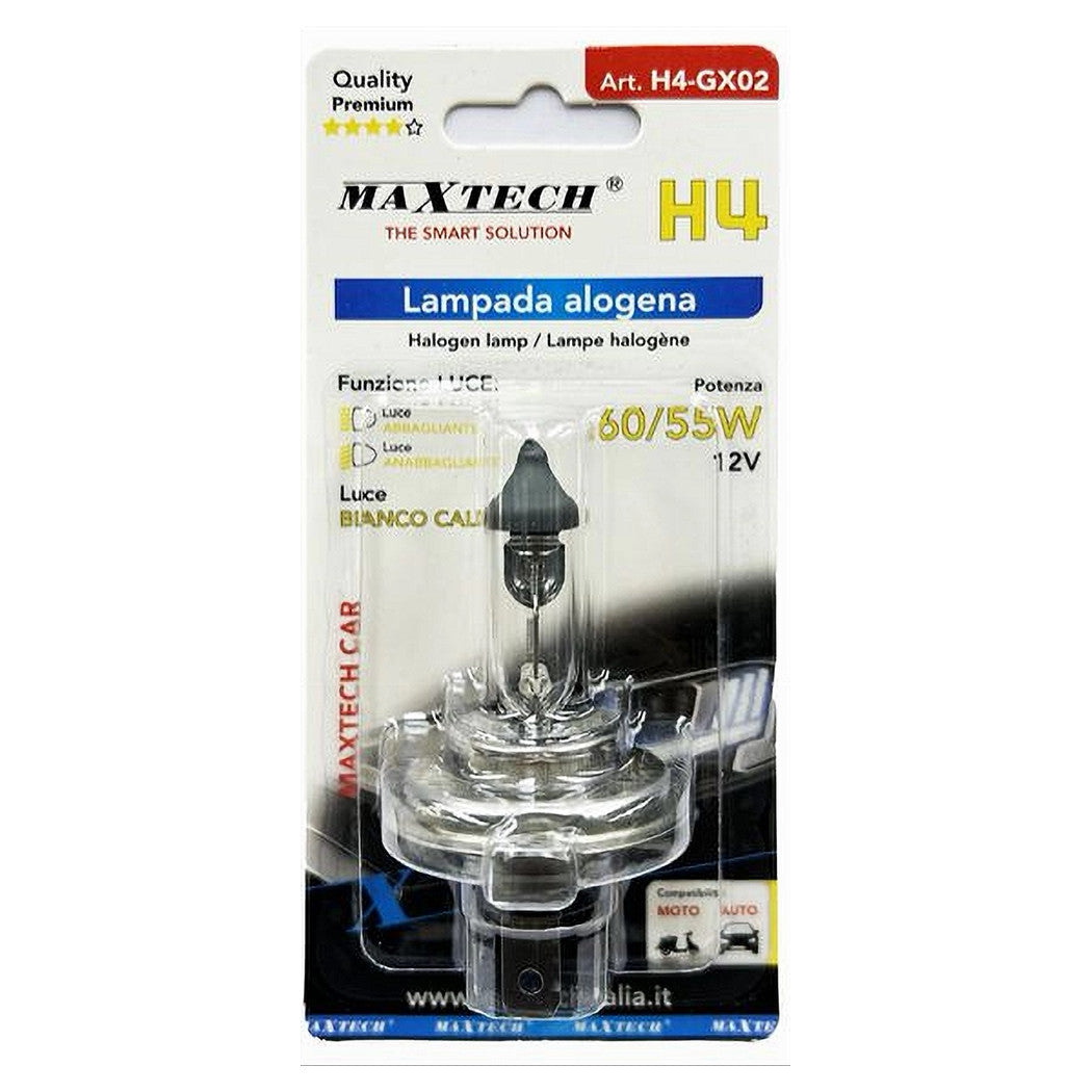 Lampadina Lampada H4 Alogena Per Moto Auto 60/55 W 12v Luce Bianco Caldo H4-gx02         