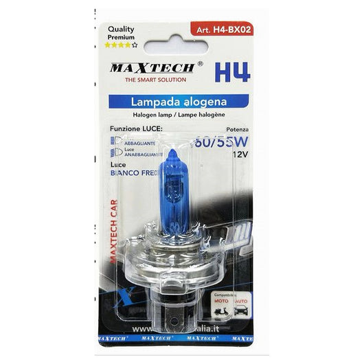 Lampadina Lampada H4 Alogena Per Moto Auto 60/55w 12v Luce Bianco Freddo H4-bx02         