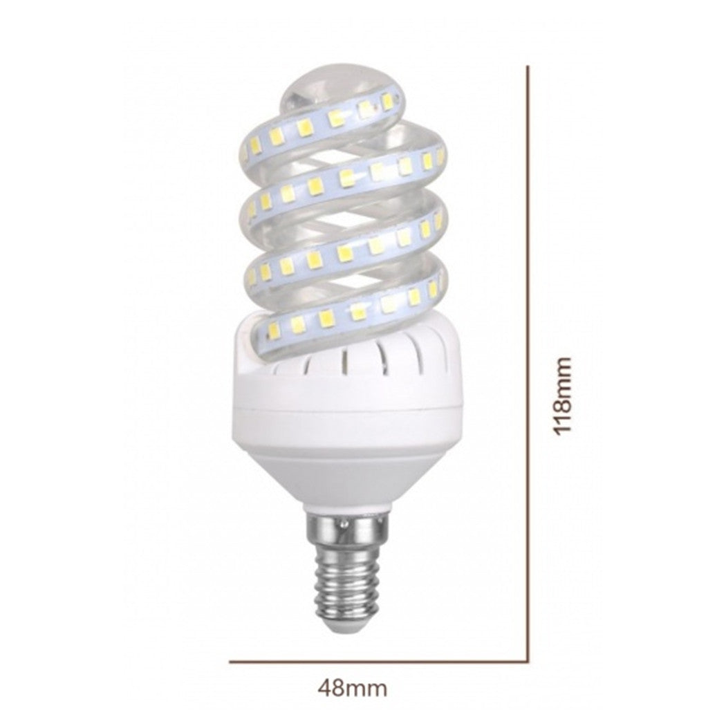 Trade Shop - Lampadina Led 13 Watt E14 1235lm Spirale Vortice Luce Naturale 4000k Calda 3000k         