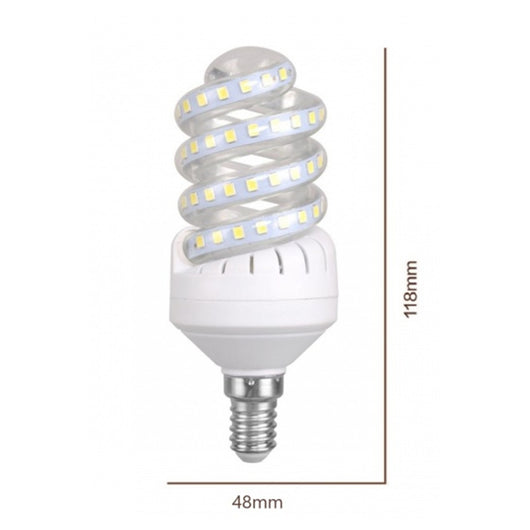 Trade Shop - Lampadina Led 13 Watt E14 1235lm Spirale Vortice Luce Naturale 4000k Calda 3000k         