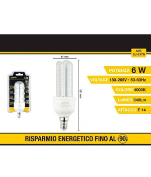 Lampadina Led 3u E14 6w Luce Fredda 6500k Naturale 4000k Calda 3000k 36d 3u01t         