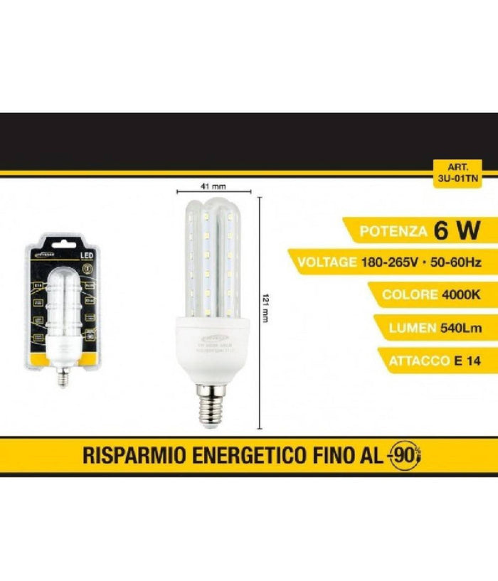 Lampadina Led 3u E14 6w Luce Fredda 6500k Naturale 4000k Calda 3000k 36d 3u01t         