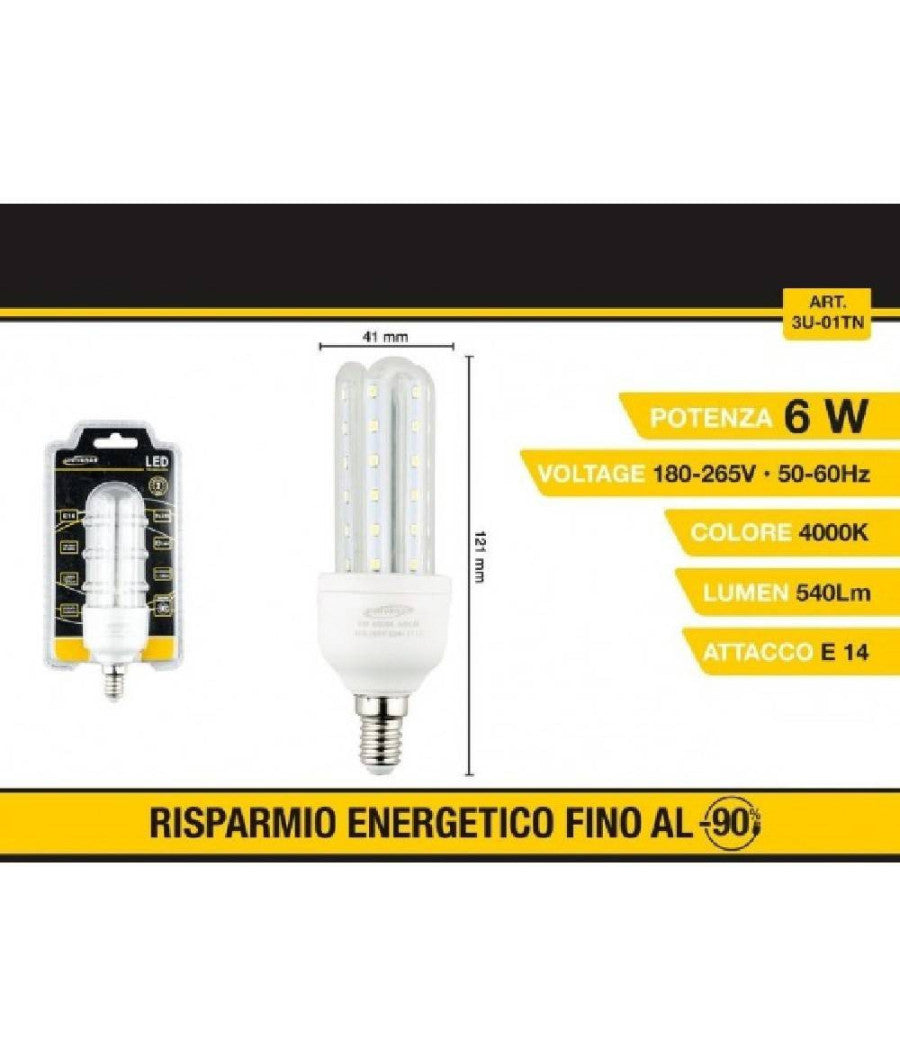 Lampadina Led 3u E14 6w Luce Fredda 6500k Naturale 4000k Calda 3000k 36d 3u01t  -bianco Naturale      -