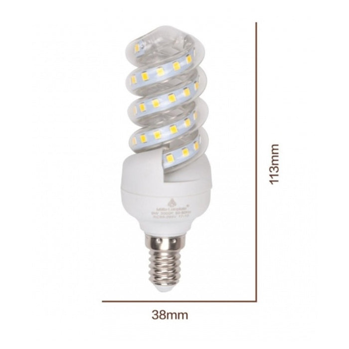 Trade Shop - Lampadina Led 9w E14 855 Lm Spirale Luce Calda 3000k Naturale 4000k Fredda 6500k  -bianco Freddo      -