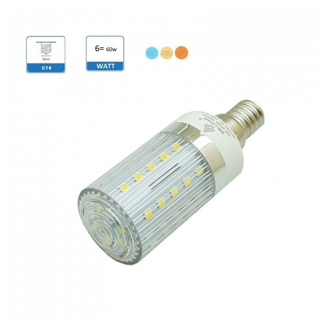 Trade Shop - Lampadina Led E14 6 Watt Tubo Mais Luce Calda Fredda Naturale Illuminazione Led  -bianco Freddo      -