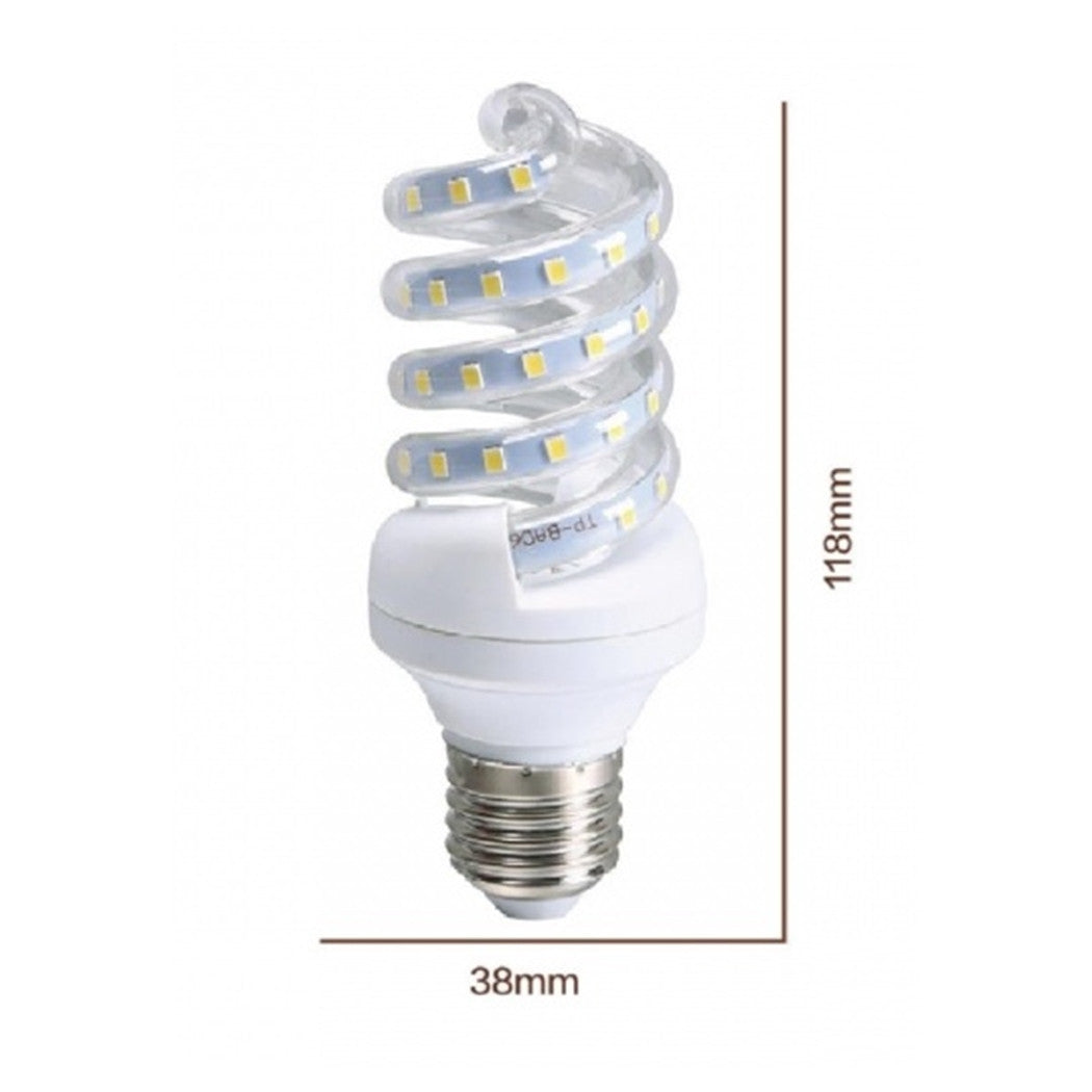 Trade Shop - Lampadina Led E27 11w 1045lm Tortiglione Vortice Spirale Luce Fredda Naturale Calda         