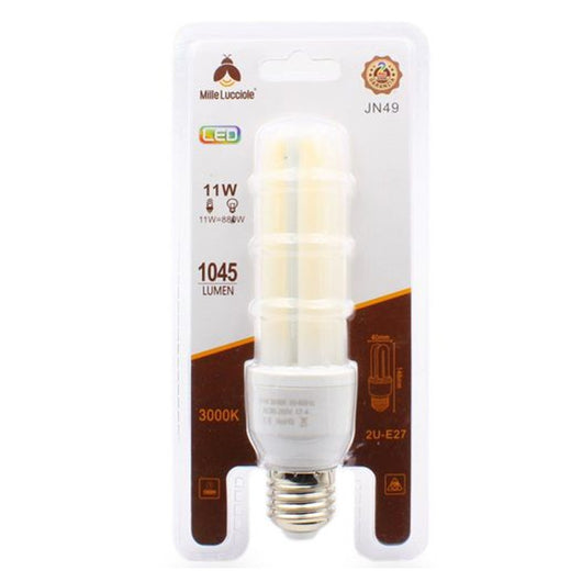 Trade Shop - Lampadina Led E27 11w 2u Tubolare Opaca Luce Fredda 6500k Naturale 4000k Calda 3000k         