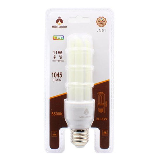 Trade Shop - Lampadina Led E27 11w 2u Tubolare Opaca Luce Fredda 6500k Naturale 4000k Calda 3000k  -bianco Freddo      -