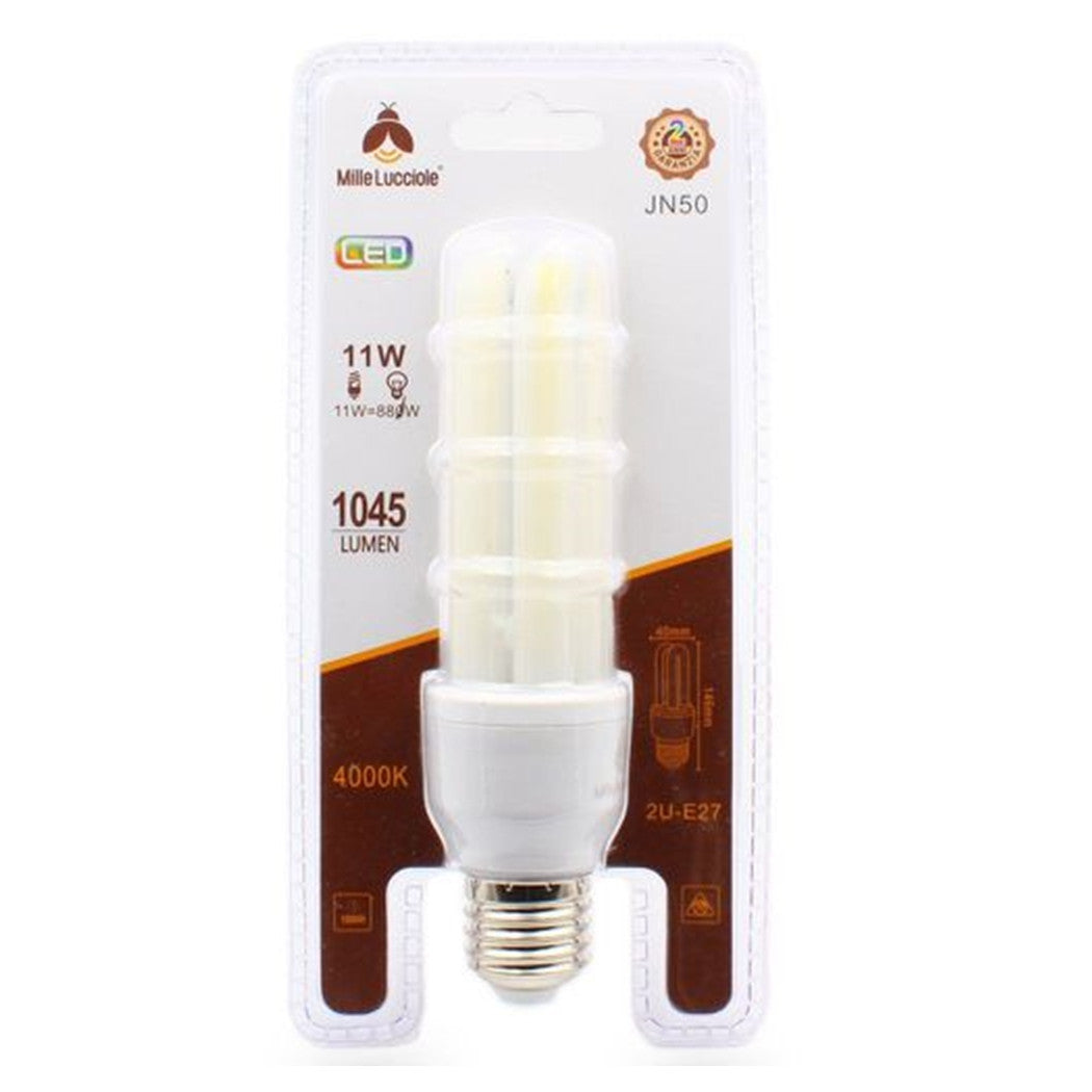 Trade Shop - Lampadina Led E27 11w 2u Tubolare Opaca Luce Fredda 6500k Naturale 4000k Calda 3000k  -bianco Naturale      -