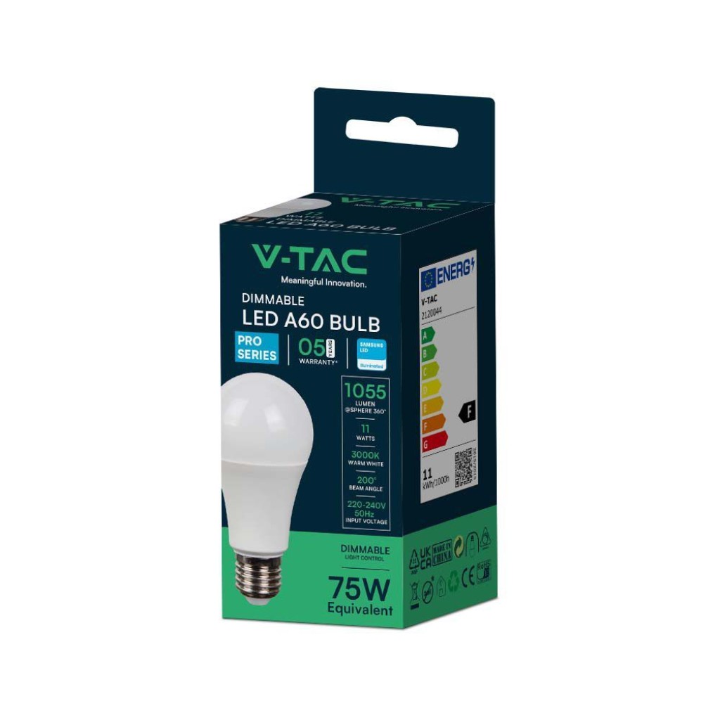 LAMPADINA LED E27 11W BULB A60 GOCCIA SMD CHIP SAMSUNG DIMMERABILE PRO VT-262D - SKU 2120044 - V-TAC