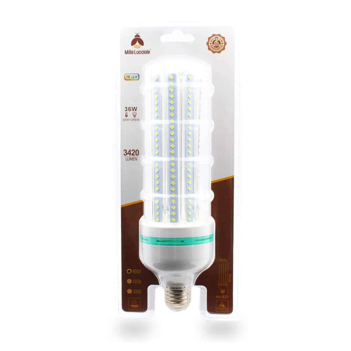 Trade Shop - Lampadina Led E27 36w 4u 3420lm Tubolare Tubo Lineare Luce Fredda Naturale Calda         