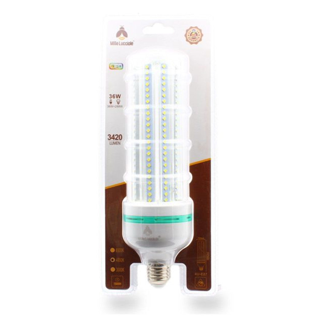 Trade Shop - Lampadina Led E27 36w 4u 3420lm Tubolare Tubo Lineare Luce Fredda Naturale Calda  -bianco Freddo      -