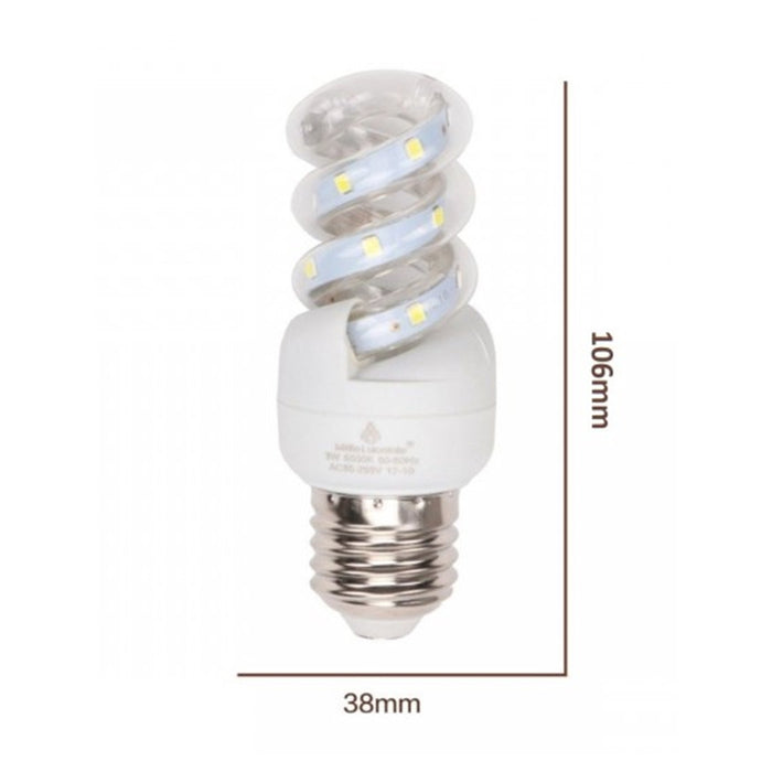 Trade Shop - Lampadina Led E27 5w 475lm Tortiglione Vortice Spirale Luce Fredda Naturale Calda  -bianco Freddo      -