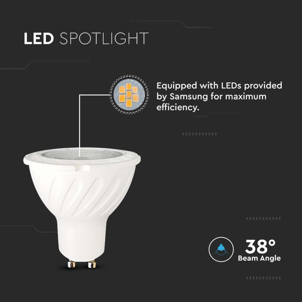 LAMPADINA LED GU10 6W FARETTO SPOTLIGHT SMD CHIP SAMSUNG LUCE CALDA  VT-277 - V-TAC