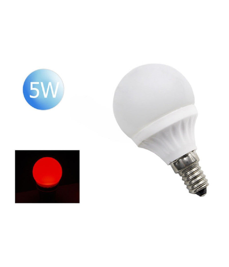 Lampadina Led Sfera E14 5 Watt Luce Rossa Verde E Blu Colorata Lampada A5003         