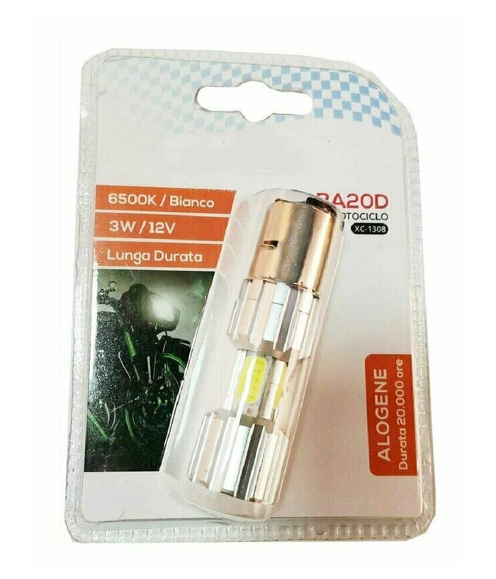 Lampadina Per Motociclo Ba20d Alogena Luce Bianca 6500k 3w Lunga Durata Xc-1308         