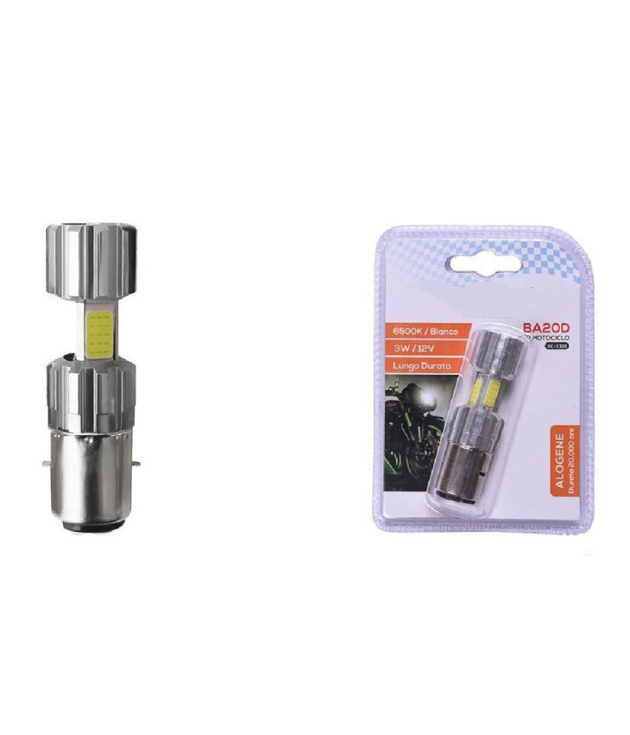 Lampadina Per Motociclo Ba20d Alogena Luce Bianca 6500k 3w Lunga Durata Xc-1308         