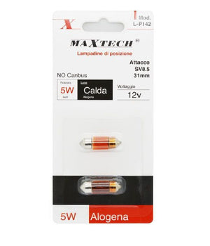 Lampadine Di Posizione Auto Sv8.5 31mm 12v 5w L-p142 No Canbus Luce Calda Alogena         