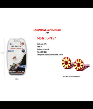 Lampadine Di Posizione Canbus Maxtech L-p057 12v 9 Led 2w 6000k Ultra Luminose         
