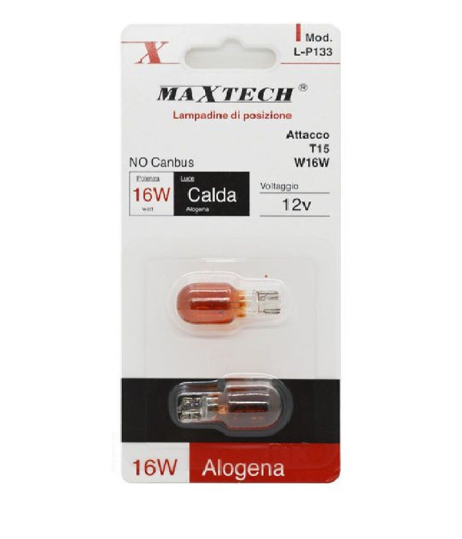 Lampadine Di Posizione T15 W16w 12v Auto 16w Luce Calda Alogena L-p133 No Canbus         
