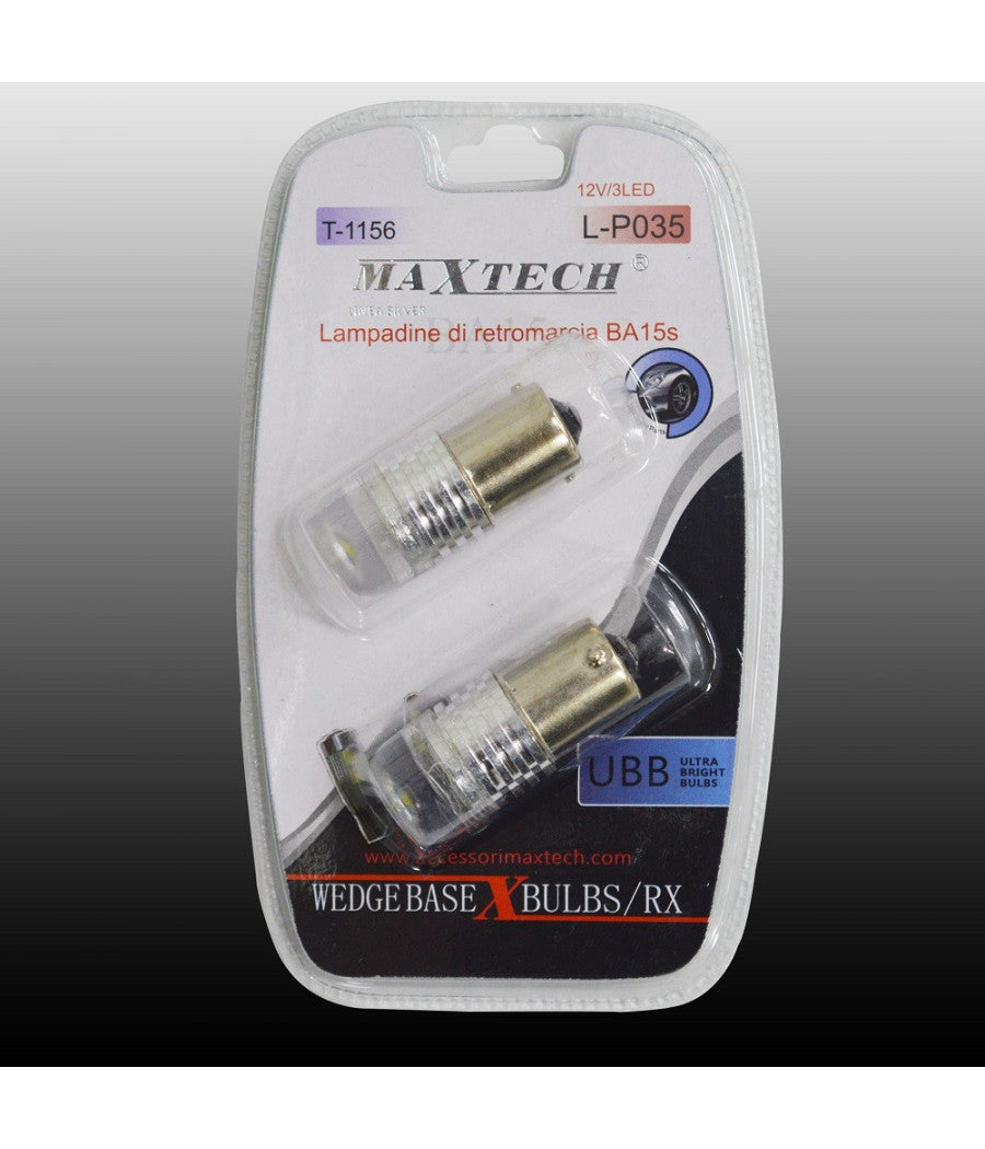 Lampadine Di Retromarcia Ba15s 12v / 3led Lampadine Ultra Luminose Maxtech L-p035         