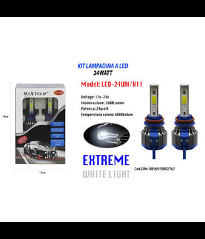 Lampadine Led 24 W Auto H11 12v 24v Coppia Lampade Ricambio Maxtech Led-24wh/h11         