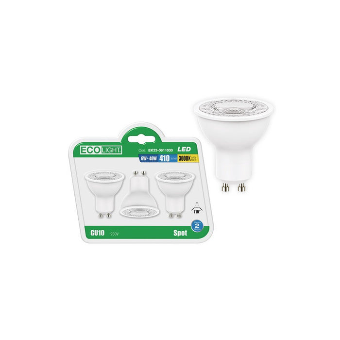 Lampadine LED GU10 6 W neutra 120° – 470 lm – 3 pz – Ecolight