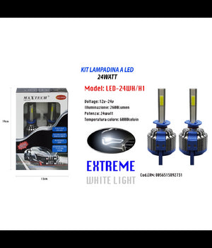 Lampadine Led Per Auto H1 24w 12v 24v Coppia Lampade Ricambio Maxtech Led-24wh/h1         