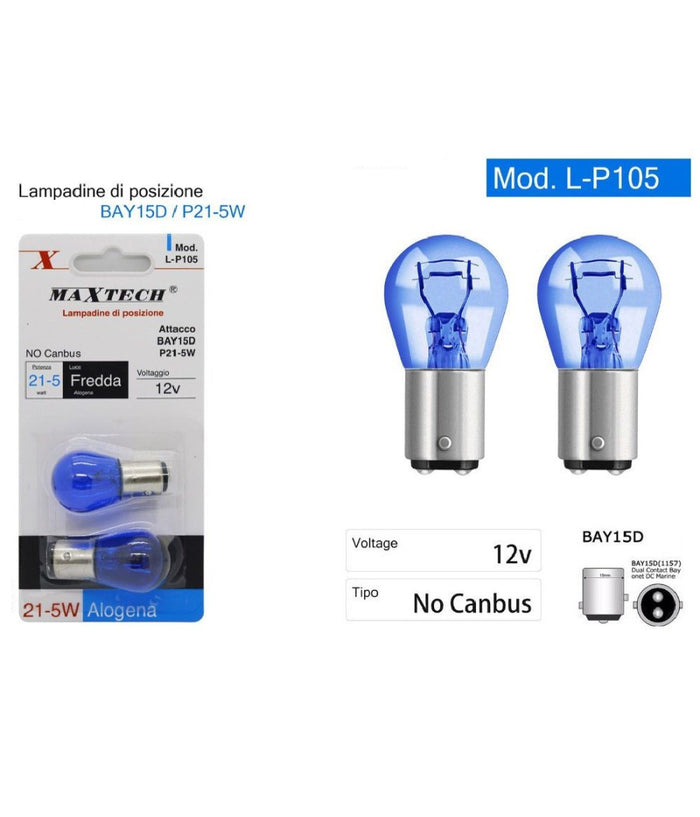 Lampadine Posizione Auto Bay15d/p21-5w 12v Luce Fredda Alogena No Canbus L-p105         