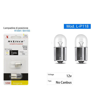 Lampadine Posizione Auto R10w Ba15s 12v Luce Calda Alogena 10 W No Canbus L-p118         