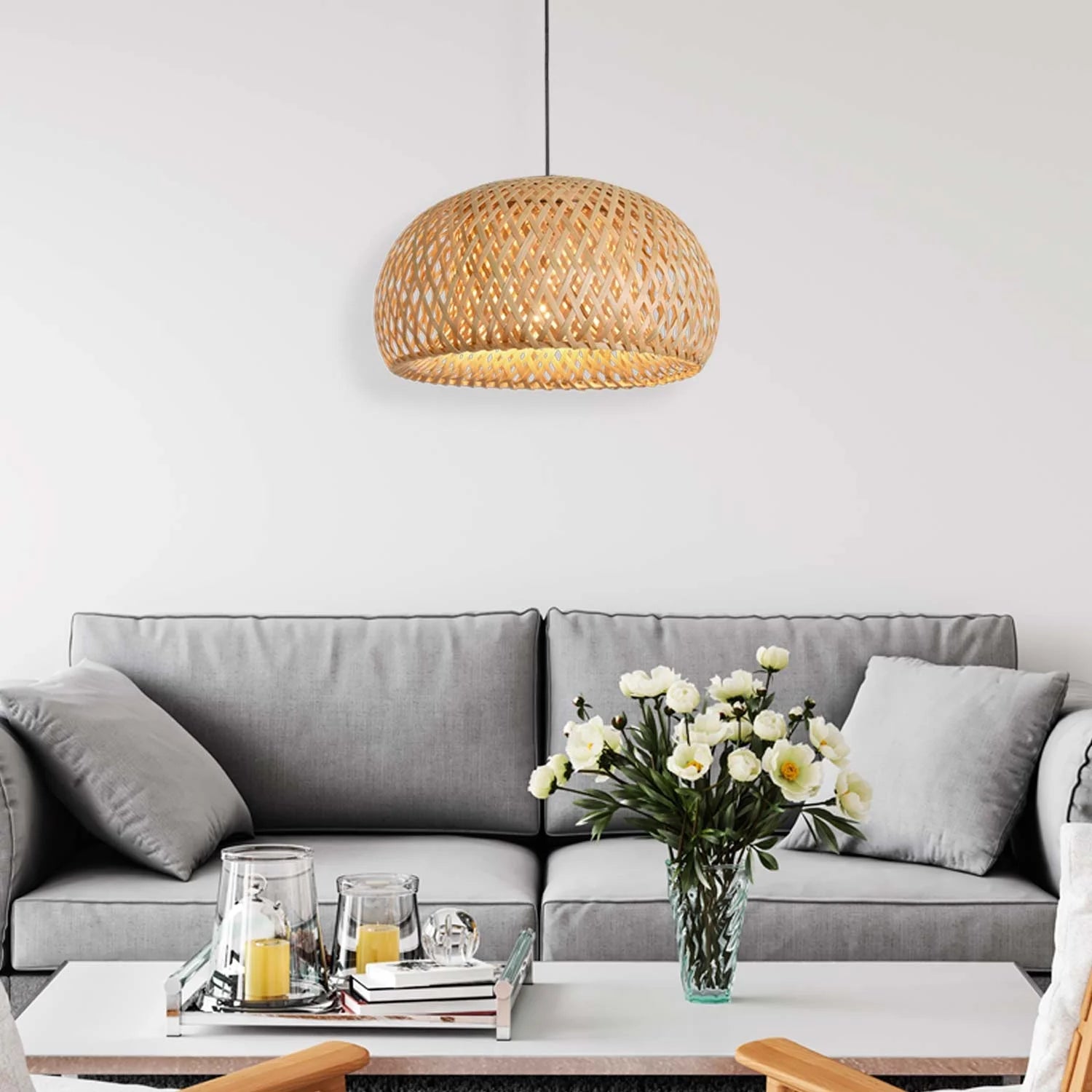 LAMPADA DA SOFFITTO DI BAMBÙ PICCOLA E27 KAWENA