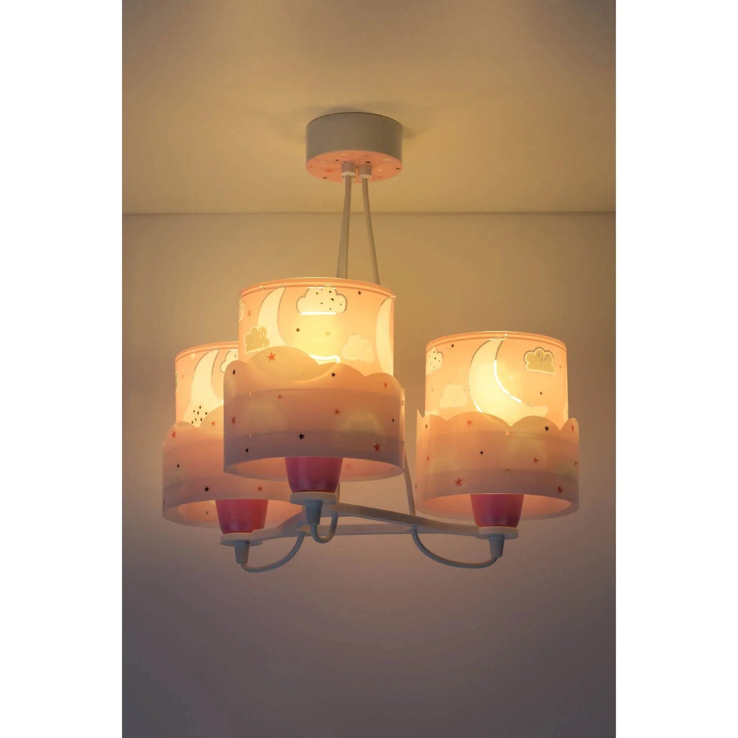 LÚZETE - LÁMPARA INFANTIL 3 LUCES NEW MOON E27 ROSA