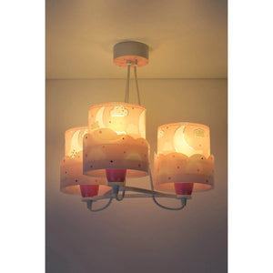 LÚZETE - LÁMPARA INFANTIL 3 LUCES NEW MOON E27 ROSA