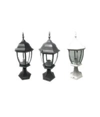 Lampione Da Giardino 48cm Lanterna In Vetro E27 Luce Da Esterno Alluminio Es45         