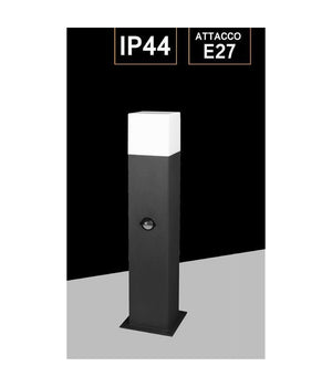 Lampione Esterno Con Sensore Movimento E27 Lampada Da Terra Lampioncino Ip44 H440  Nero       