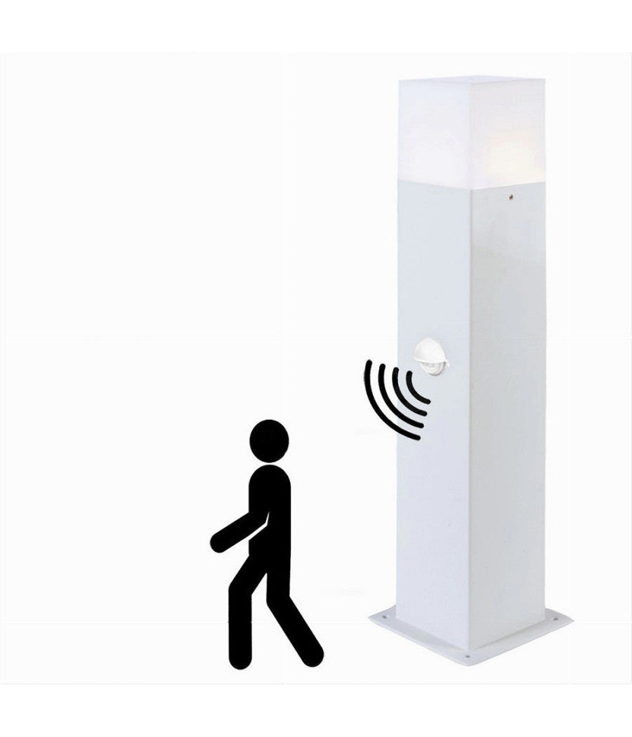 Lampione Esterno Con Sensore Movimento E27 Lampada Da Terra Lampioncino Ip44 H440  Bianco       