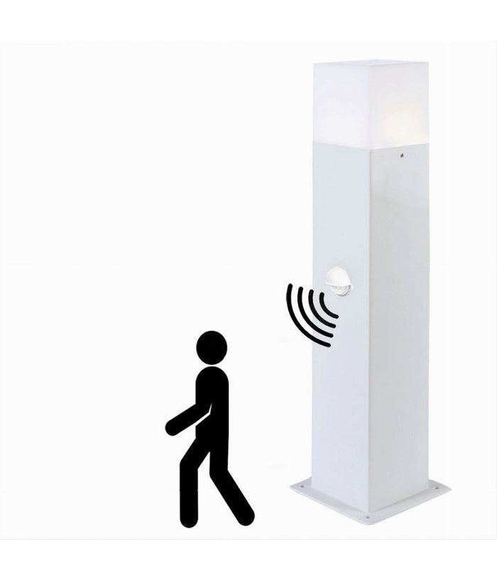 Lampione Esterno Con Sensore Movimento E27 Lampada Da Terra Lampioncino Ip44 H440  Bianco       