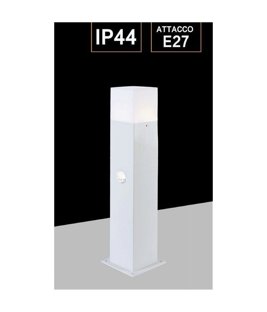 Lampione Esterno Con Sensore Movimento E27 Lampada Da Terra Lampioncino Ip44 H440  Bianco       